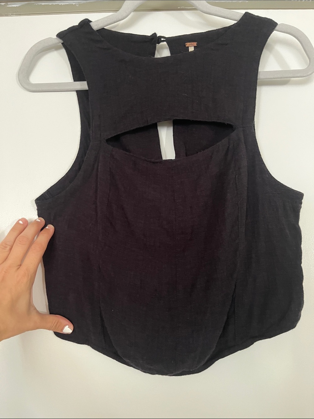 Free People Black Sleeveless Cutout Tank